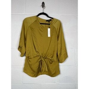 NWT RD+Koko Mustard Yellow Gold Tie Front Blouse Top Large Fall Boho